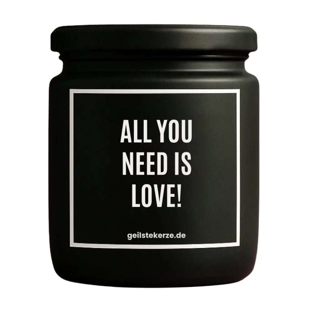 Vegane Bio-Kerze mit Spruch – ALL YOU NEED IS LOVE!