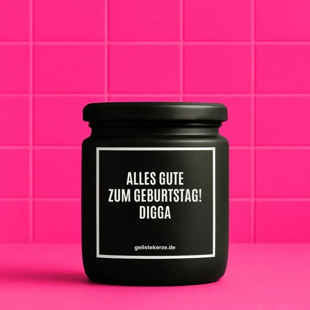 Vegane Bio-Kerze mit Spruch – ALLES GUTE ZUM GEBURTSTAG! DIGGA