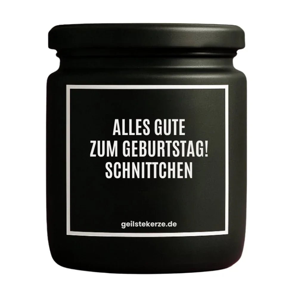 Vegane Bio-Kerze mit Spruch – ALLES GUTE ZUM GEBURTSTAG! SCHNITTCHEN