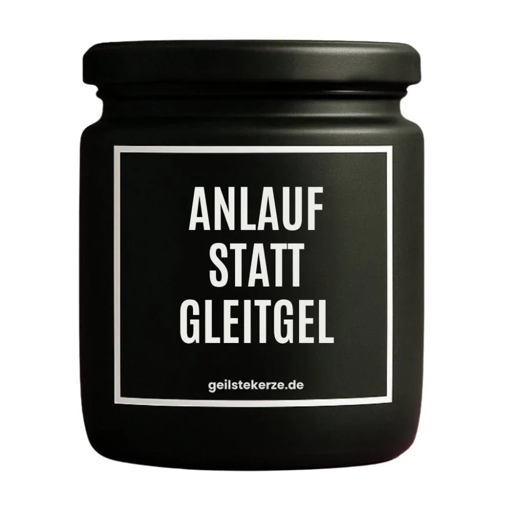 Vegane Bio-Kerze mit Spruch – ANLAUF STATT GLEITGEL