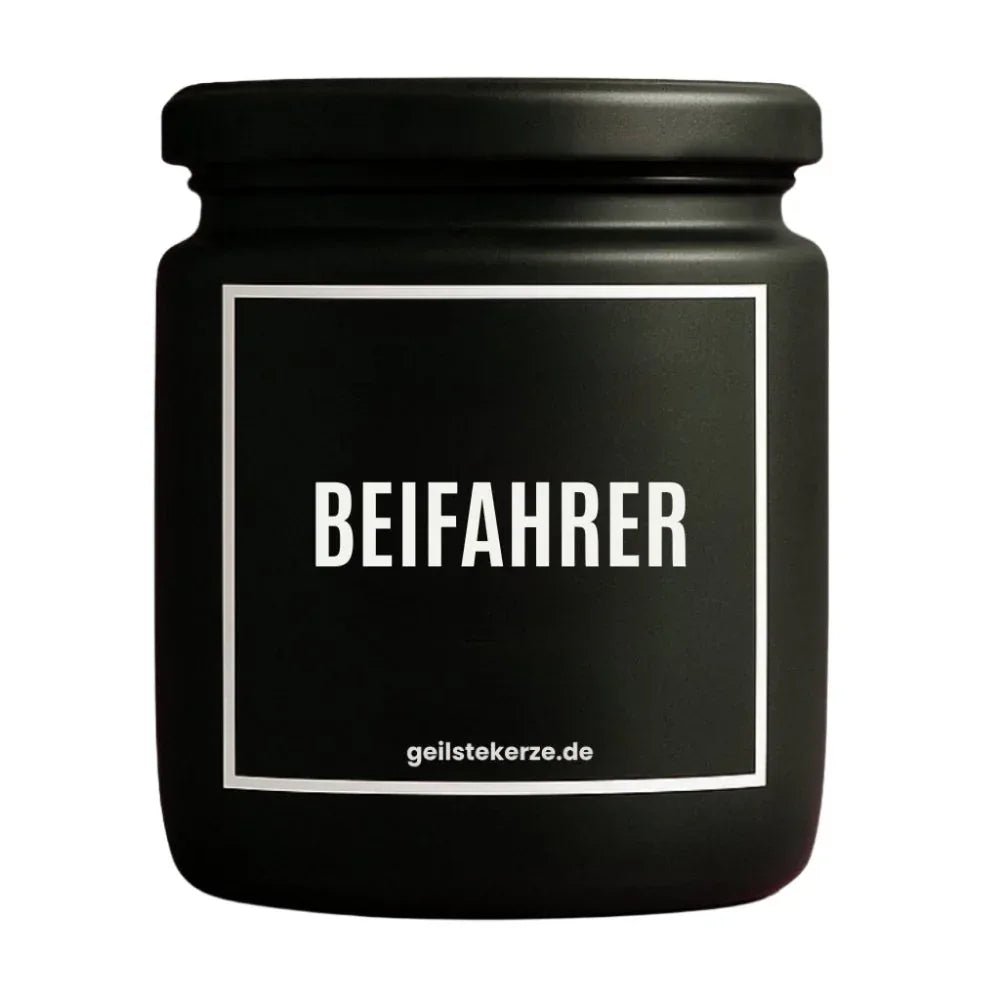 Vegane Bio-Kerze mit Spruch – BEIFAHRER
