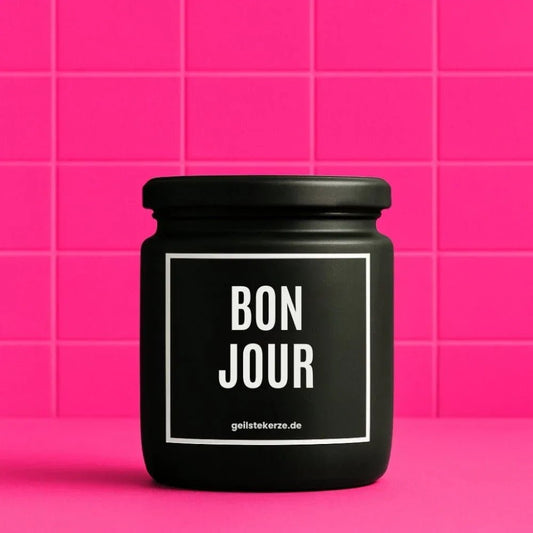 Vegane Bio-Kerze mit Spruch – BON JOUR