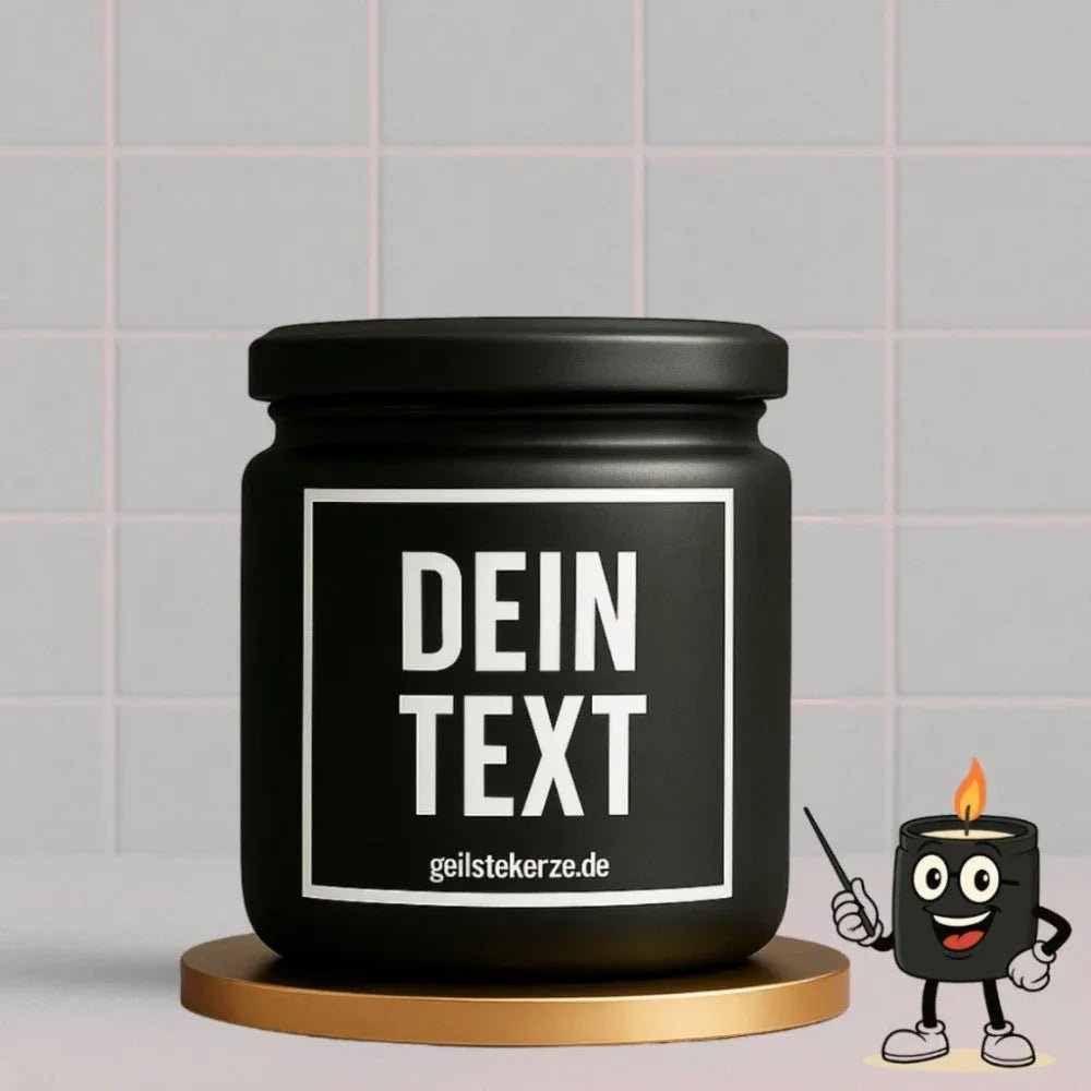 Vegane Bio-Kerze mit Spruch – DEIN TEXT personalisiere deine geilstekerze