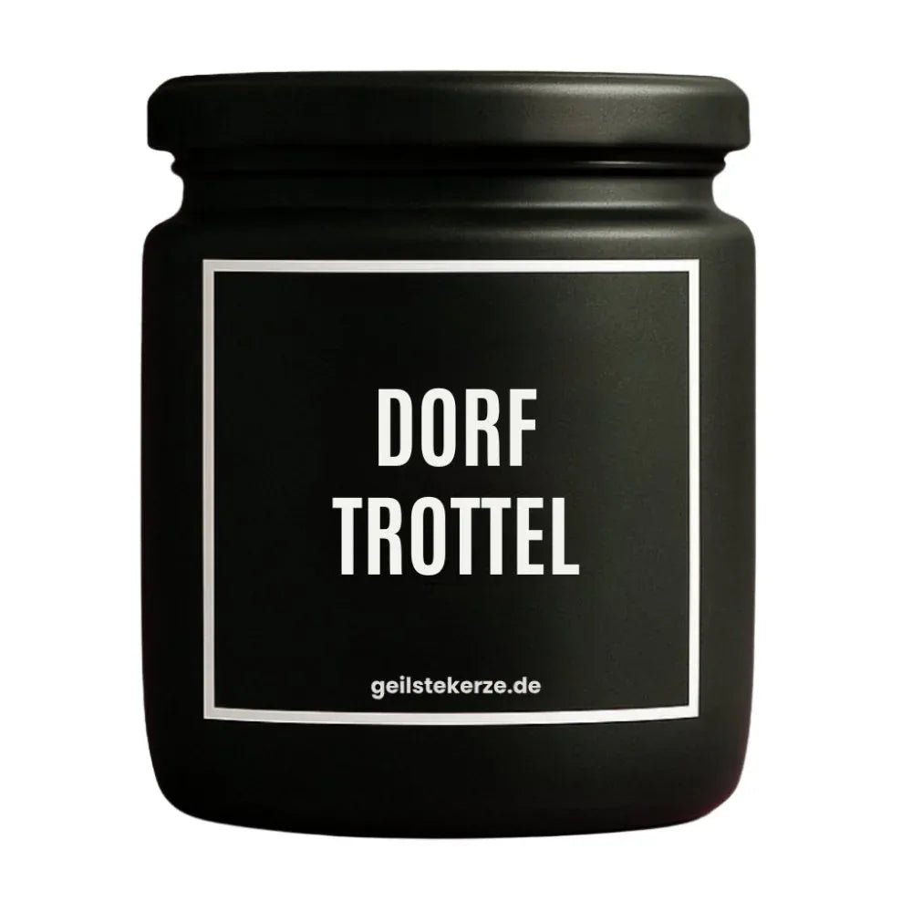 Duftkerze mit Spruch von geilstekerze ist der neue Geschenketrend. Diese witzige Kerze Vegane Bio-Kerze mit Spruch – DORFTROTTEL brennt mega lange sagenhafte 80 Stunde, hochwertige ätherische Öle schaffen beste Duftverteilung. Mit 1400 lustigen Sprüchen perfekt zum Verschenken. Handgemacht in Deutschland von geilstekerze.shop -Die beste Duftkerze die du kaufen kannst.