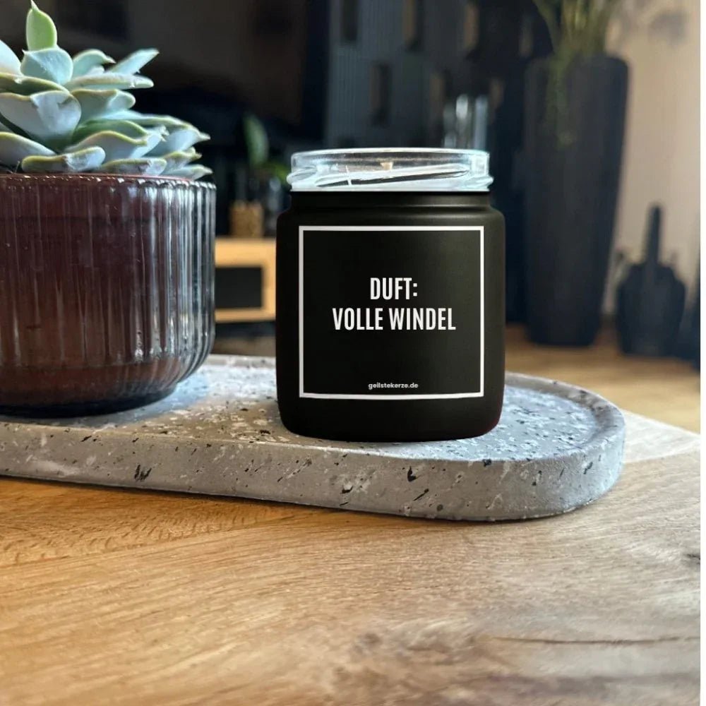 Vegane Bio-Kerze mit Spruch – DUFT: VOLLE WINDEL