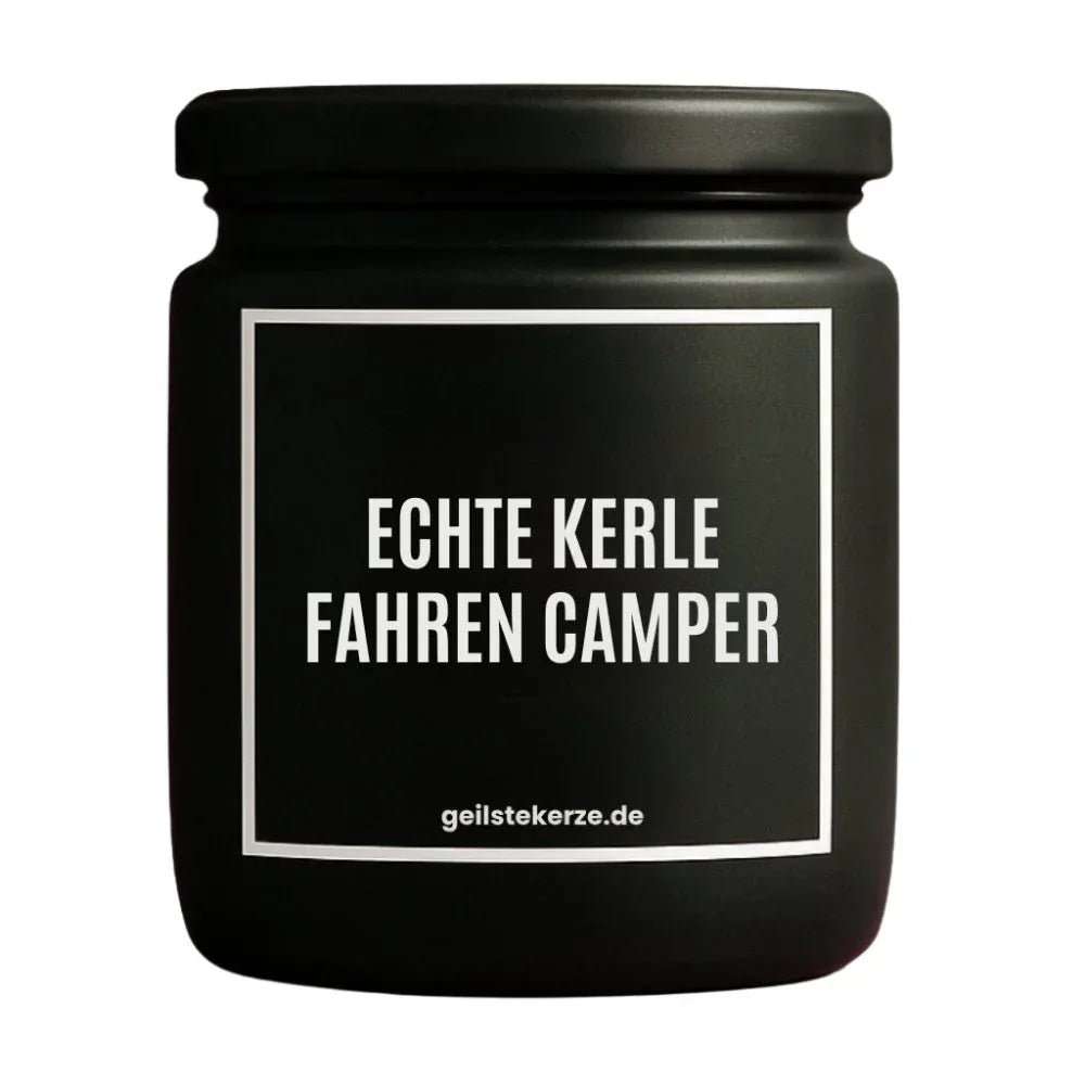 Vegane Bio-Kerze mit Spruch – ECHTE KERLE FAHREN CAMPER