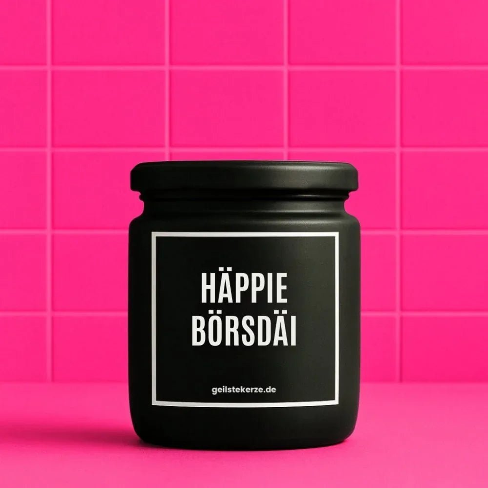 Vegane Bio-Kerze mit Spruch – HÄPPIE BÖRSDÄI