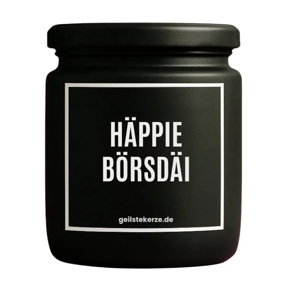 Vegane Bio-Kerze mit Spruch – HÄPPIE BÖRSDÄI