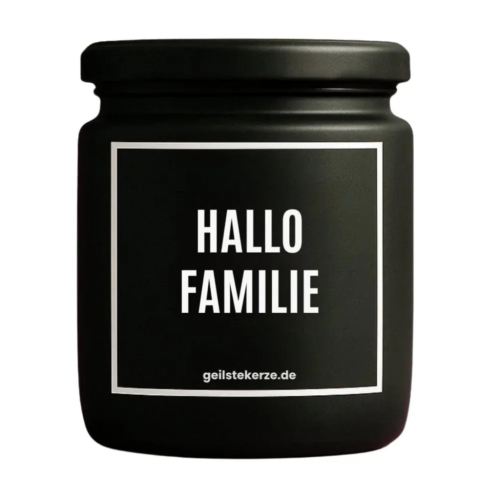 Vegane Bio-Kerze mit Spruch – HALLO FAMILIE