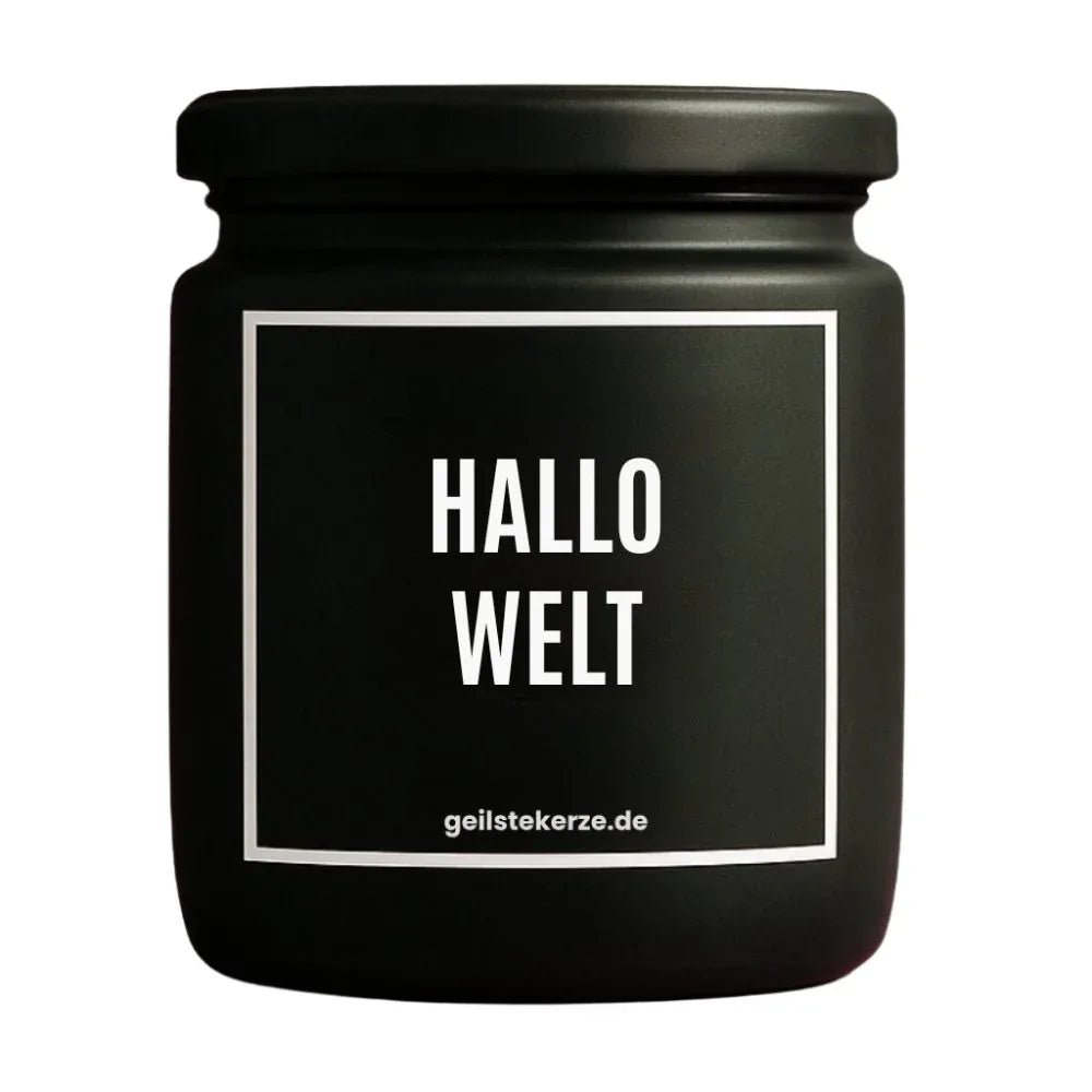 Vegane Bio-Kerze mit Spruch – HALLO WELT
