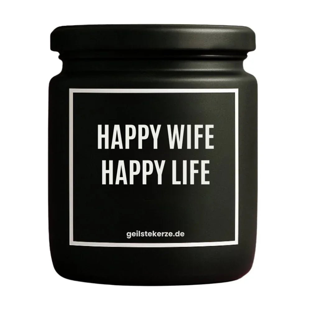 Vegane Bio-Kerze mit Spruch – HAPPY WIFE HAPPY LIFE