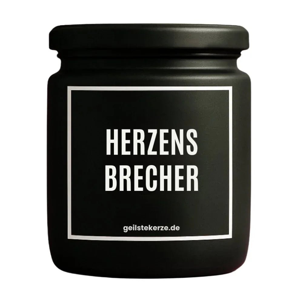 Duftkerze mit Spruch von geilstekerze ist der neue Geschenketrend. Diese witzige Kerze Vegane Bio-Kerze mit Spruch – HERZENSBRECHER brennt mega lange sagenhafte 80 Stunde, hochwertige ätherische Öle schaffen beste Duftverteilung. Mit 1400 lustigen Sprüchen perfekt zum Verschenken. Handgemacht in Deutschland von geilstekerze.shop -Die beste Duftkerze die du kaufen kannst.