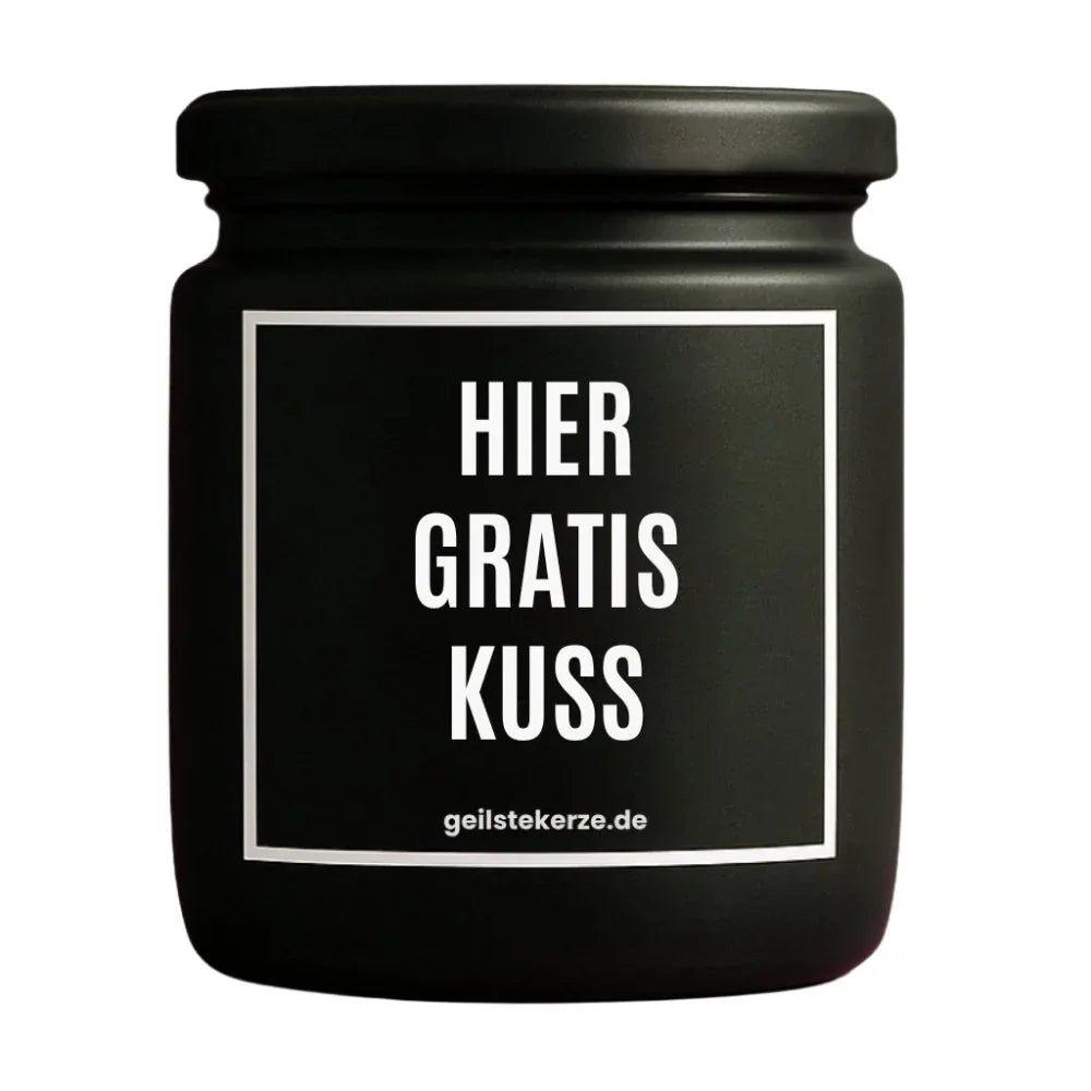 Vegane Bio-Kerze mit Spruch – HIER GRATIS KUSS