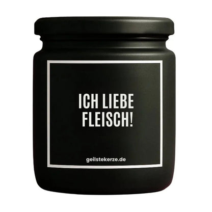 Duftkerze mit Spruch von geilstekerze ist der neue Geschenketrend. Diese witzige Kerze Vegane Bio-Kerze mit Spruch – ICH LIEBE FLEISCH brennt mega lange sagenhafte 80 Stunde, hochwertige ätherische Öle schaffen beste Duftverteilung. Mit 1400 lustigen Sprüchen perfekt zum Verschenken. Handgemacht in Deutschland von geilstekerze.shop -Die beste Duftkerze die du kaufen kannst.
