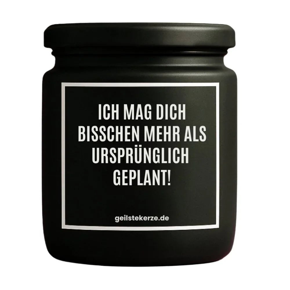 Vegane Bio-Kerze mit Spruch – ICH MAG DICH BISSCHEN MEHR ALS URSPRÜNGLICH GEPLANT!