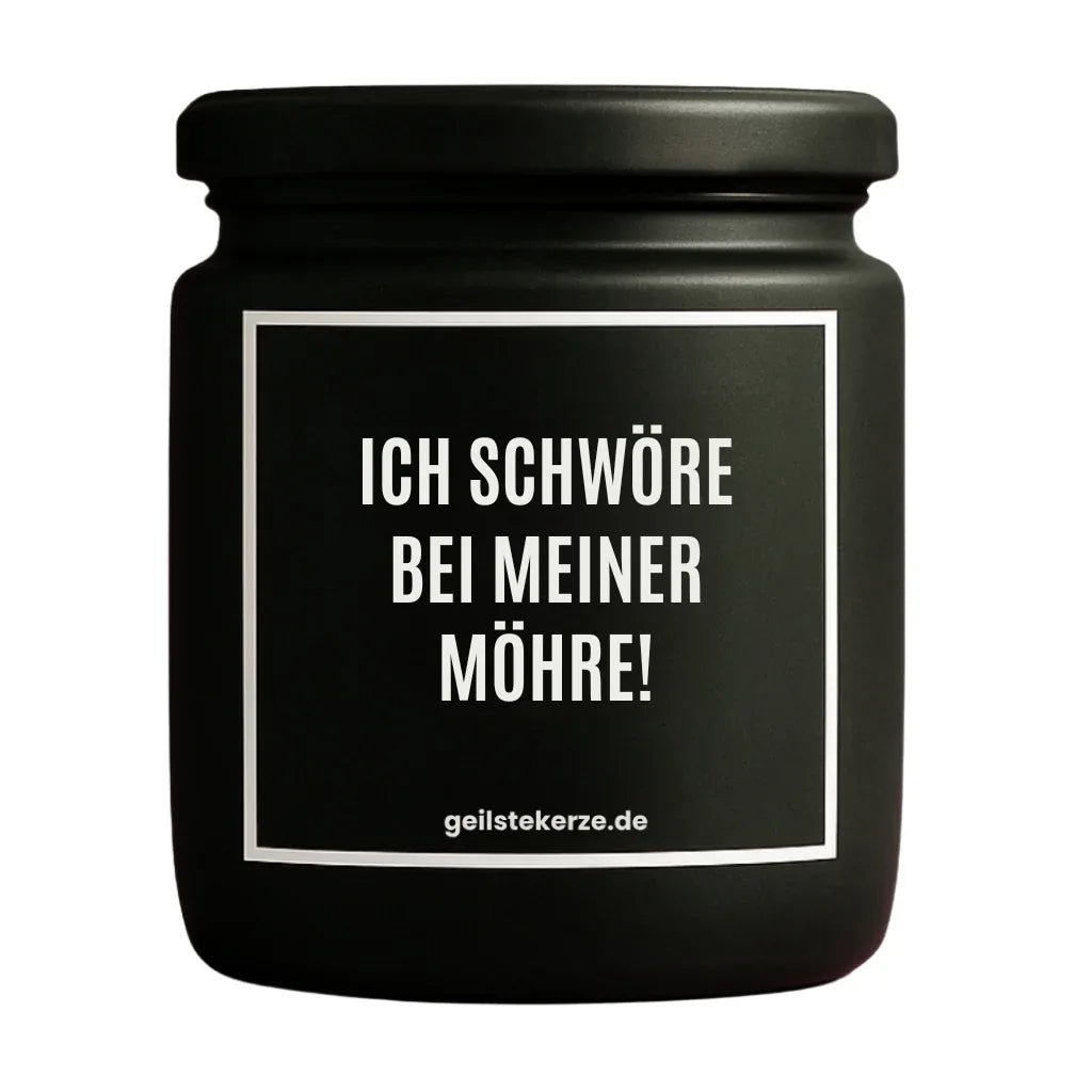 Vegane Bio-Kerze mit Spruch – ICH SCHWÖRE BEI MEINER MÖHRE