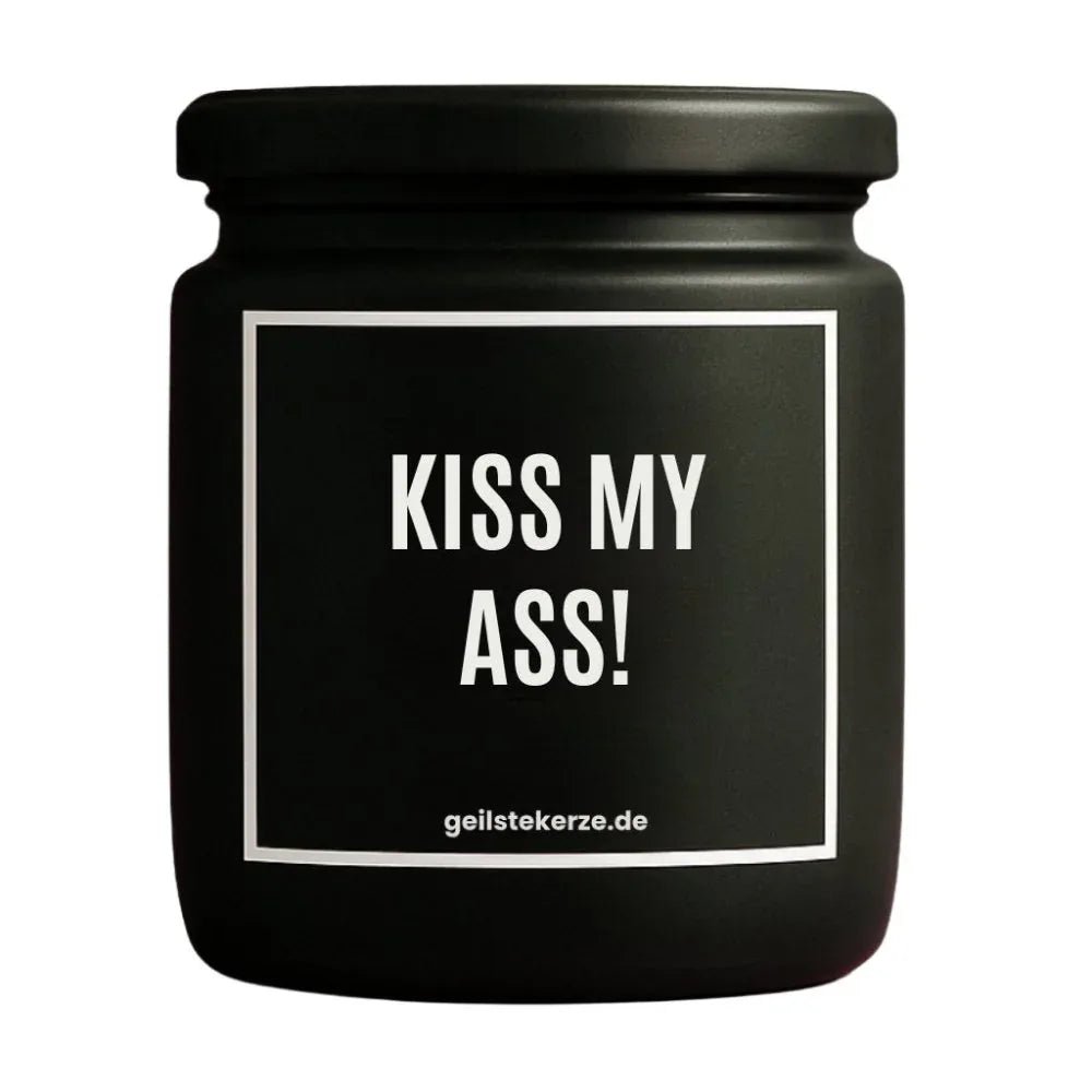 Vegane Bio-Kerze mit Spruch – KISS MY ASS!