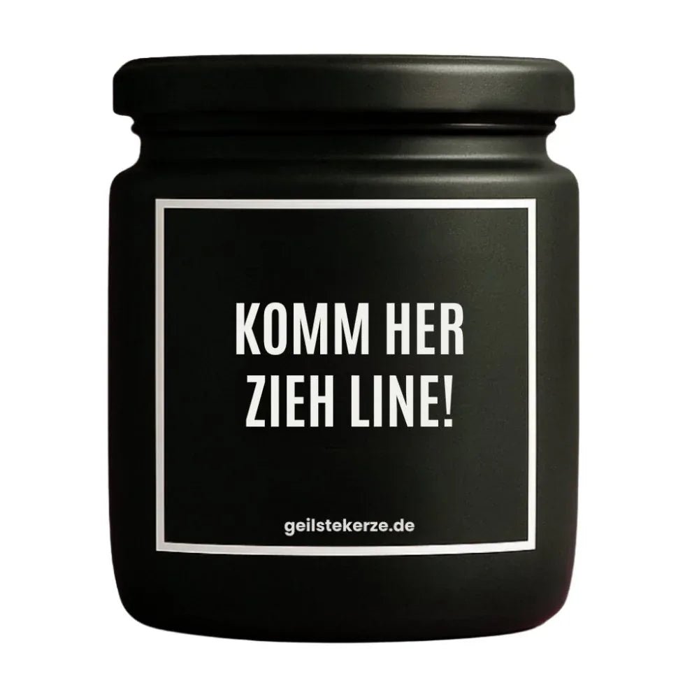KOMM HER ZIEH LINE Duftkerze Detail – weißes Sojawachs, handgemacht
