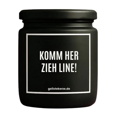 KOMM HER ZIEH LINE Duftkerze Detail – weißes Sojawachs, handgemacht