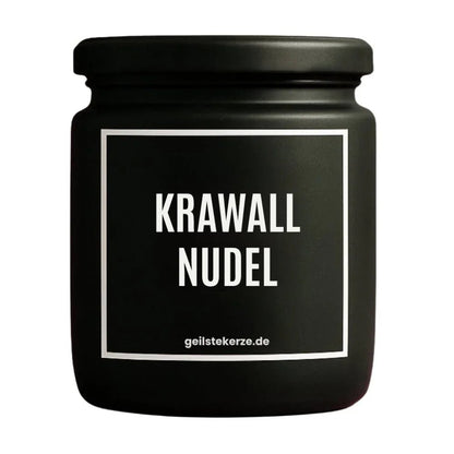 Duftkerze mit Spruch von geilstekerze ist der neue Geschenketrend. Diese witzige Kerze Vegane Bio-Kerze mit Spruch – KRAWALLNUDEL brennt mega lange sagenhafte 80 Stunde, hochwertige ätherische Öle schaffen beste Duftverteilung. Mit 1400 lustigen Sprüchen perfekt zum Verschenken. Handgemacht in Deutschland von geilstekerze.shop -Die beste Duftkerze die du kaufen kannst.
