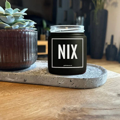 NIX Kerze Seitenansicht – vegane Bio-Duftkerze im Glasgefäß