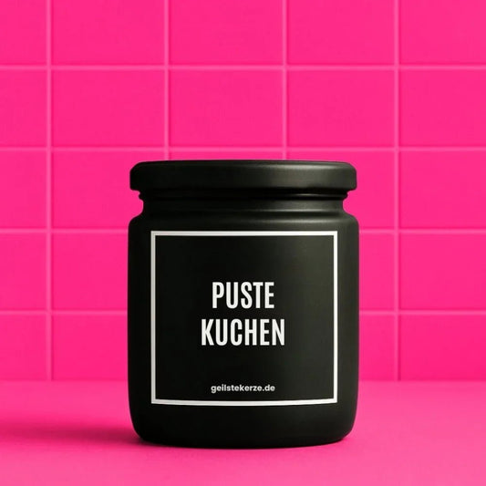 Vegane Bio-Kerze mit Spruch – PUSTEKUCHEN