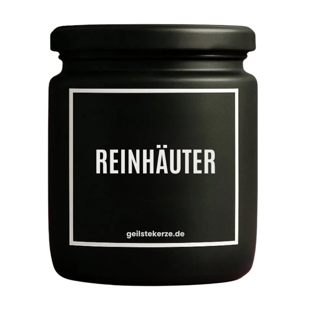 Duftkerze mit Spruch von geilstekerze ist der neue Geschenketrend. Diese witzige Kerze Vegane Bio-Kerze mit Spruch – REINHÄUTER brennt mega lange sagenhafte 80 Stunde, hochwertige ätherische Öle schaffen beste Duftverteilung. Mit 1400 lustigen Sprüchen perfekt zum Verschenken. Handgemacht in Deutschland von geilstekerze.shop -Die beste Duftkerze die du kaufen kannst.