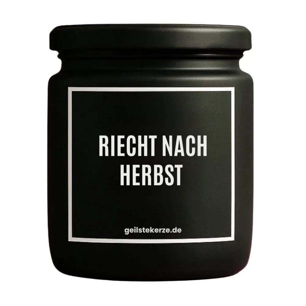 Vegane Bio-Kerze mit Spruch – RIECHT NACH HERBST