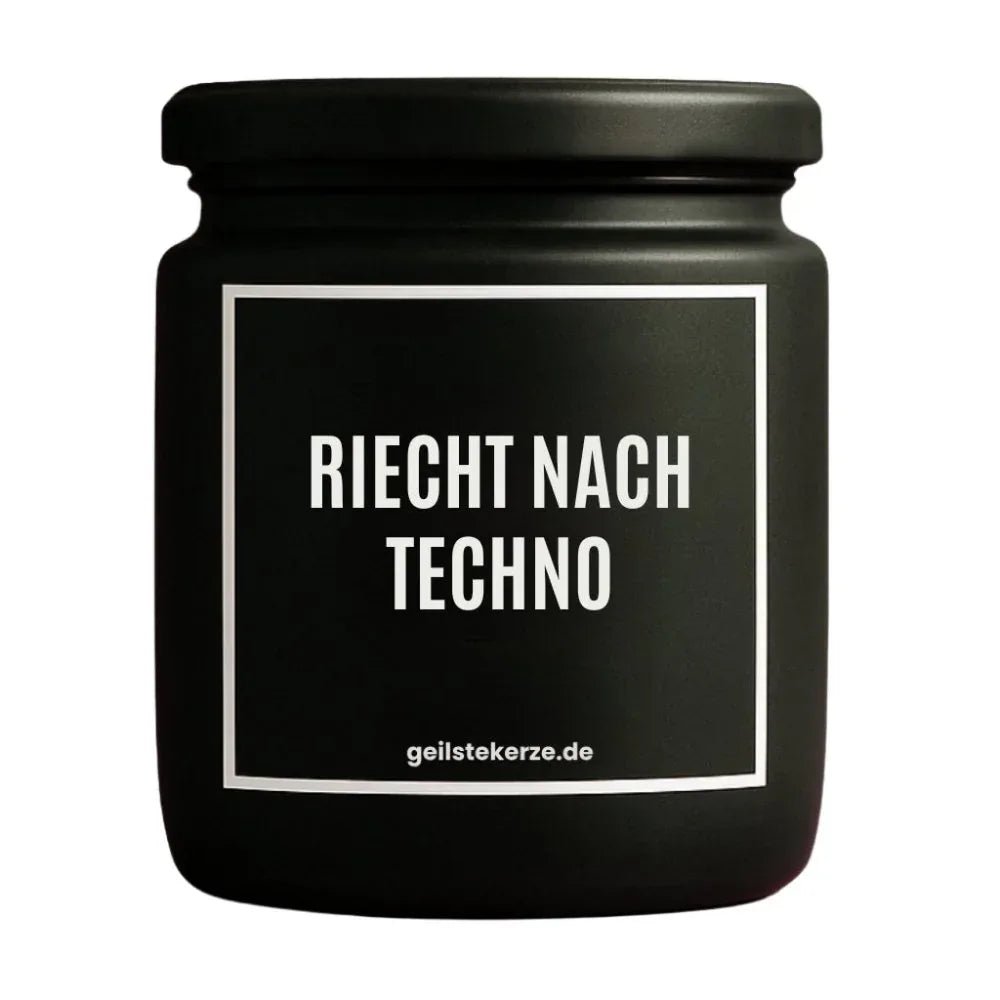 Vegane Bio-Kerze mit Spruch – RIECHT NACH TECHNO