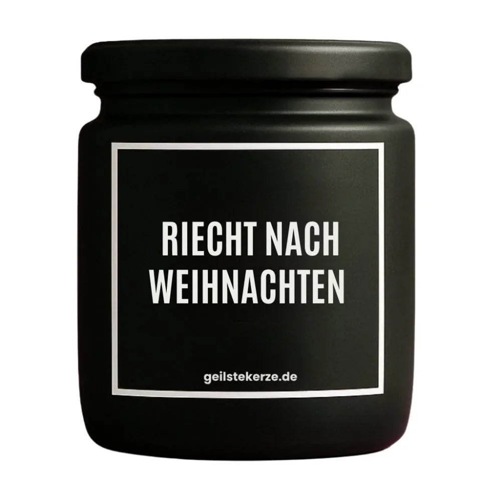 Vegane Bio-Kerze mit Spruch – RIECHT NACH WEIHNACHTEN