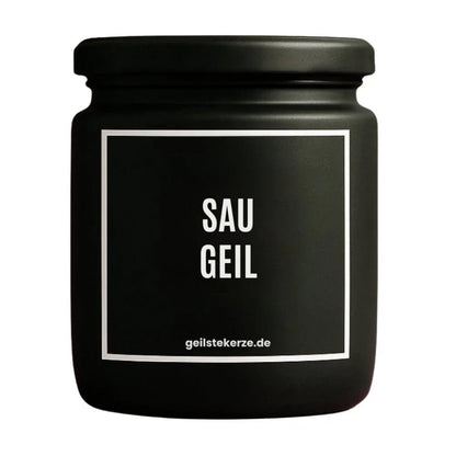 SAU GEIL Duftkerze Detail – weißes Sojawachs, handgemacht