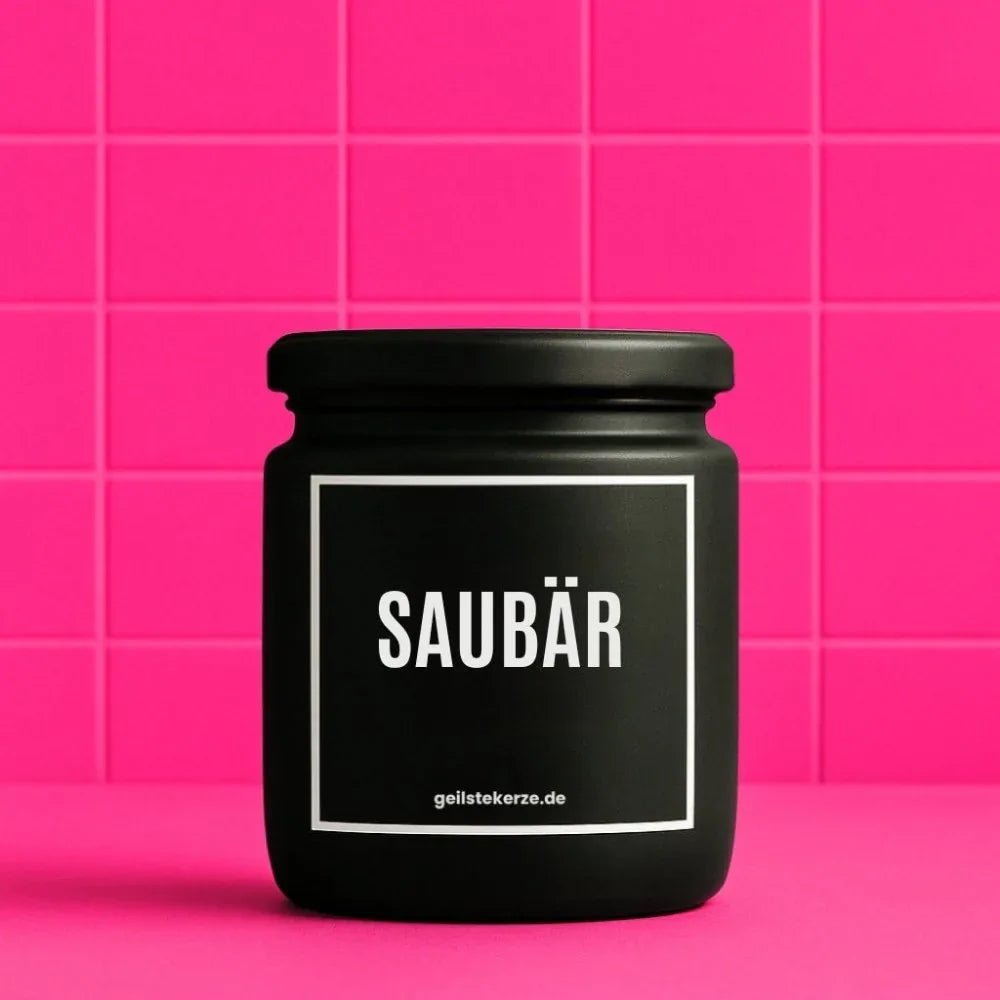 Vegane Bio-Kerze mit Spruch – SAUBÄR