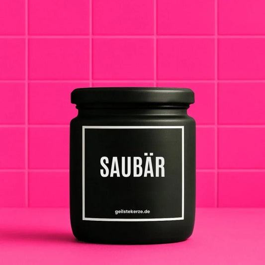 Vegane Bio-Kerze mit Spruch – SAUBÄR