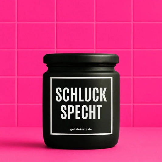 Vegane Bio-Kerze mit Spruch – SCHLUCKSPECHT