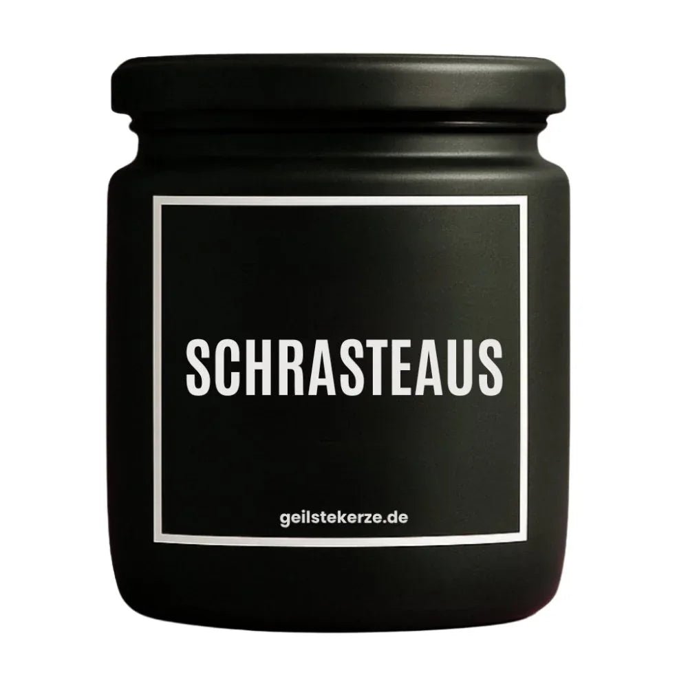 Duftkerze mit Spruch von geilstekerze ist der neue Geschenketrend. Diese witzige Kerze Vegane Bio-Kerze mit Spruch – SCHRASTEAUS brennt mega lange sagenhafte 80 Stunde, hochwertige ätherische Öle schaffen beste Duftverteilung. Mit 1400 lustigen Sprüchen perfekt zum Verschenken. Handgemacht in Deutschland von geilstekerze.shop -Die beste Duftkerze die du kaufen kannst.