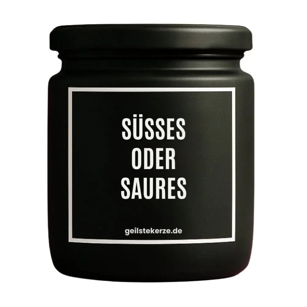 Vegane Bio-Kerze mit Spruch – SÜSSES ODER SAURES
