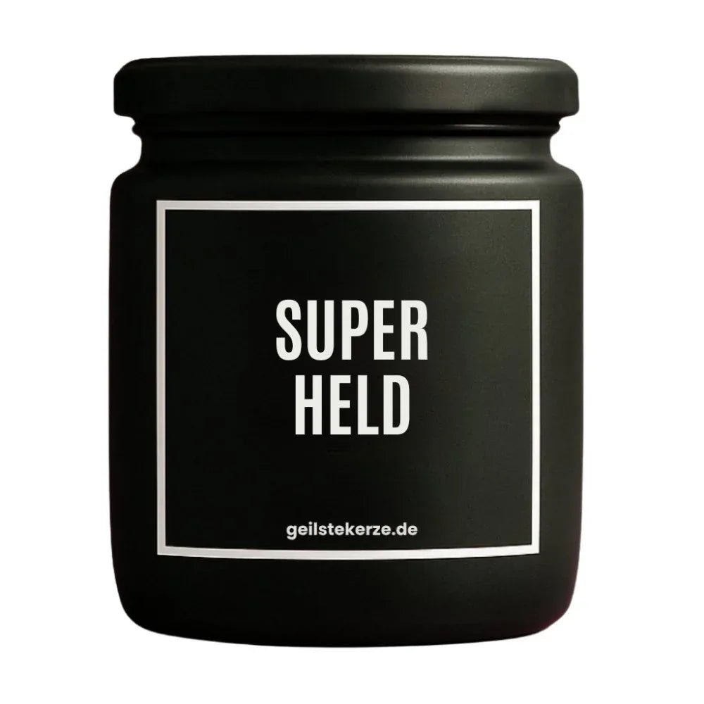 Vegane Bio-Kerze mit Spruch – SUPERHELD