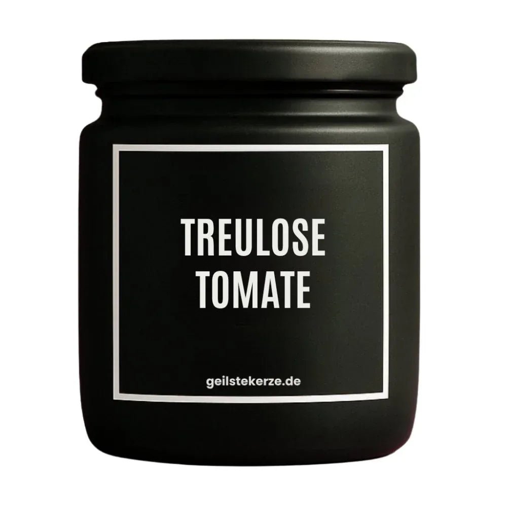 Duftkerze mit Spruch von geilstekerze ist der neue Geschenketrend. Diese witzige Kerze Vegane Bio-Kerze mit Spruch – TREULOSE TOMATE brennt mega lange sagenhafte 80 Stunde, hochwertige ätherische Öle schaffen beste Duftverteilung. Mit 1400 lustigen Sprüchen perfekt zum Verschenken. Handgemacht in Deutschland von geilstekerze.shop -Die beste Duftkerze die du kaufen kannst.