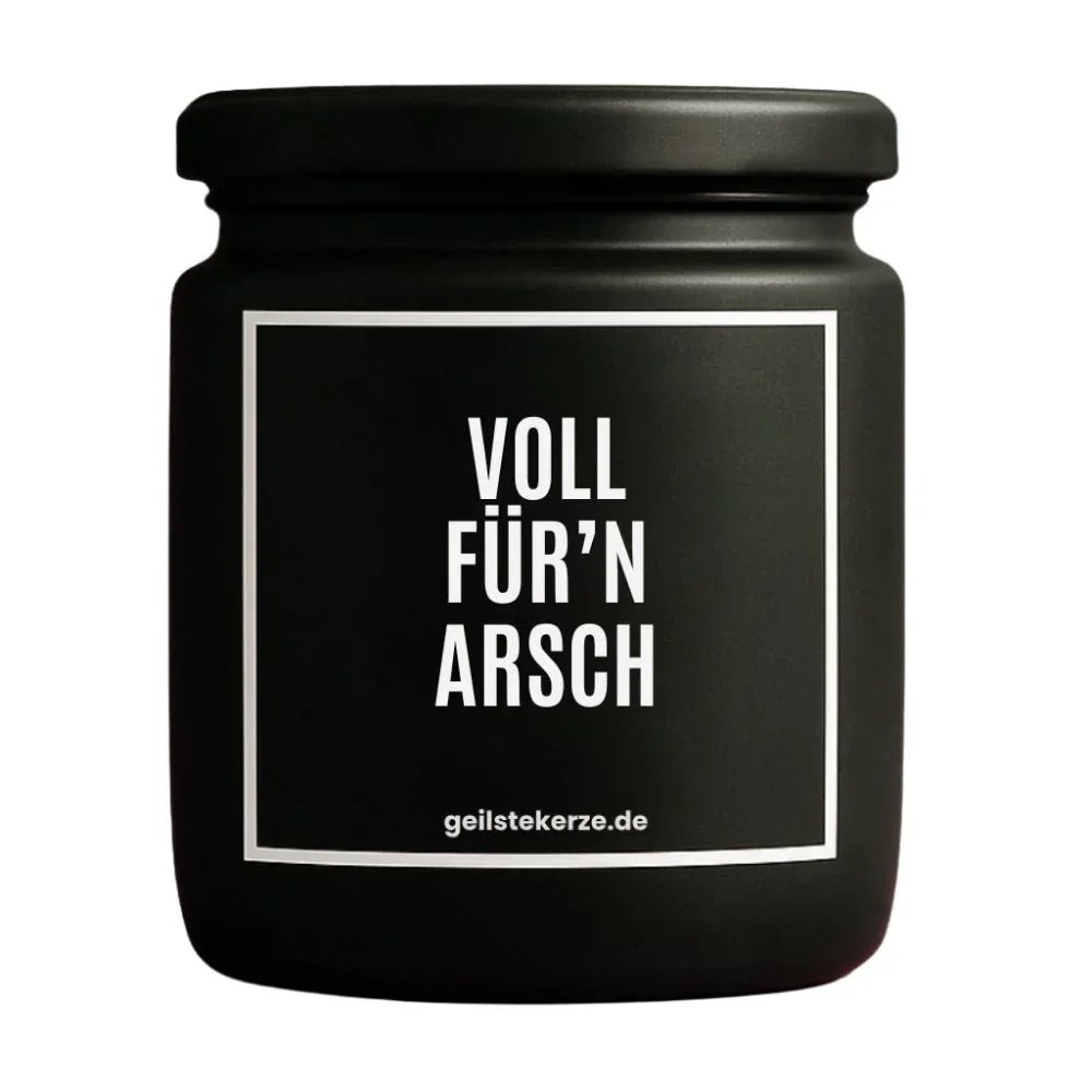 Duftkerze mit Spruch von geilstekerze ist der neue Geschenketrend. Diese witzige Kerze Vegane Bio-Kerze mit Spruch – VOLL FÜR‘N ARSCH brennt mega lange sagenhafte 80 Stunde, hochwertige ätherische Öle schaffen beste Duftverteilung. Mit 1400 lustigen Sprüchen perfekt zum Verschenken. Handgemacht in Deutschland von geilstekerze.shop -Die beste Duftkerze die du kaufen kannst.