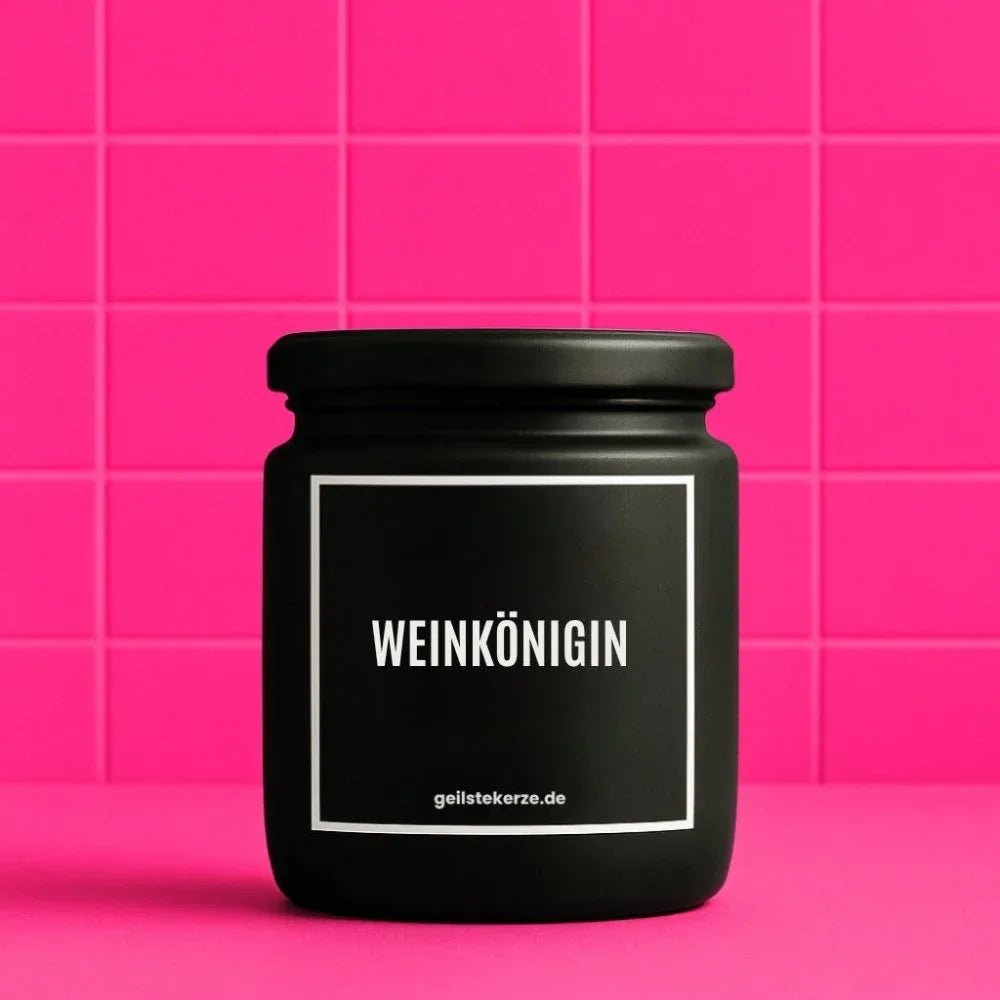 Vegane Bio-Kerze mit Spruch – WEINKÖNIGIN